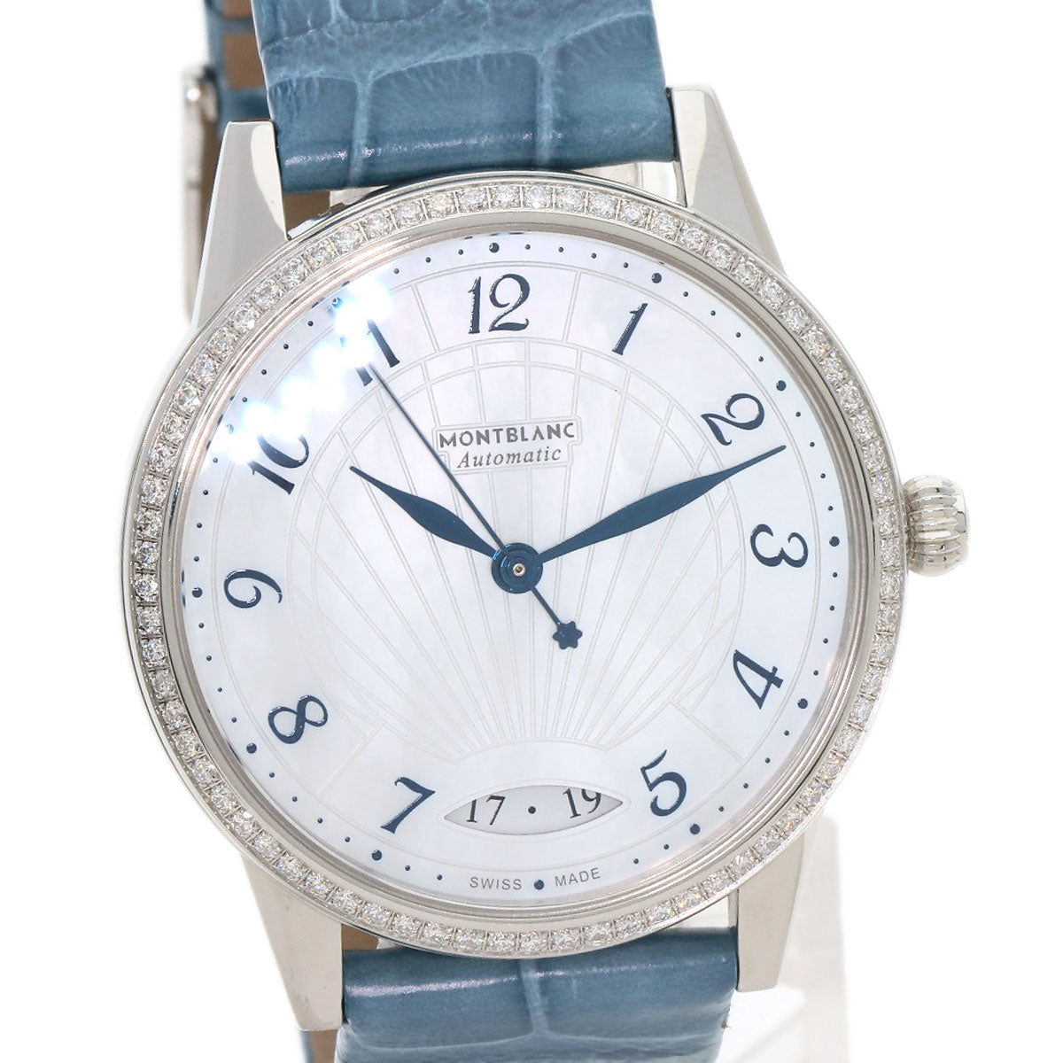 Montblanc Watches Mechanical Automatic Mb118772 Stainless Steel, Leather Silver Boheme Diamond