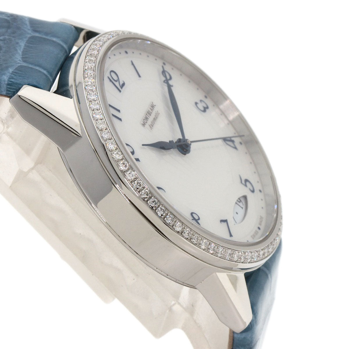 Montblanc Watches Mechanical Automatic Mb118772 Stainless Steel, Leather Silver Boheme Diamond