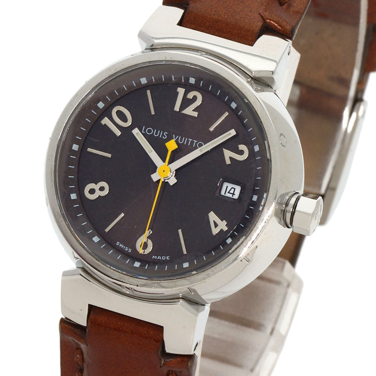 Louis Vuitton Watches Quartz Q1211 Stainless Steel, Leather Silver Tambour Brown Dial Women