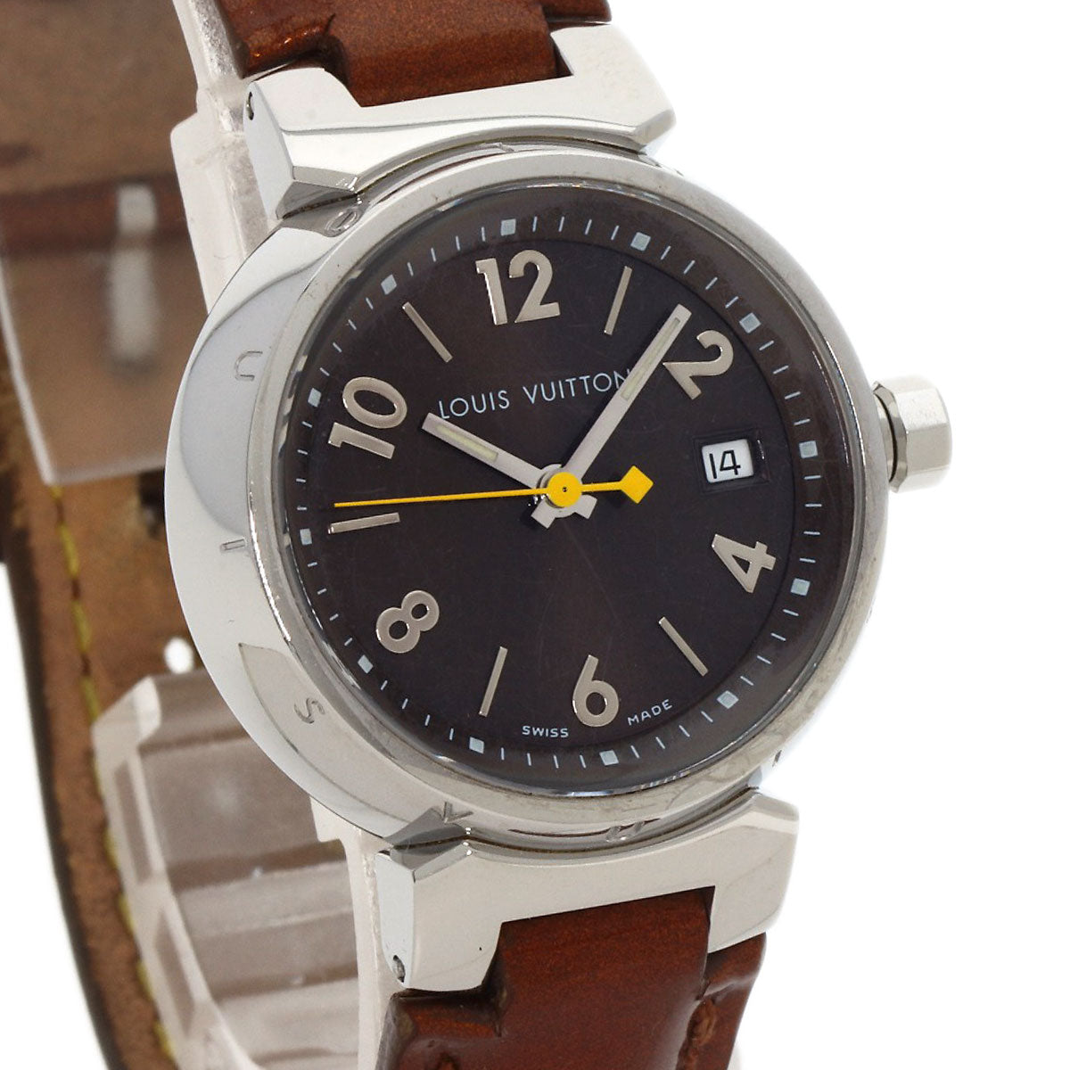 Louis Vuitton Watches Quartz Q1211 Stainless Steel, Leather Silver Tambour Brown Dial Women
