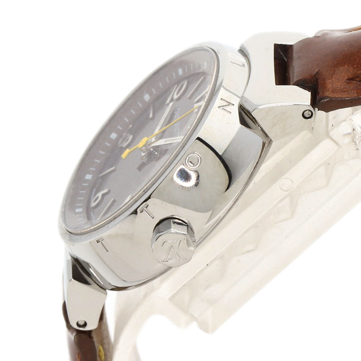 Louis Vuitton Watches Quartz Q1211 Stainless Steel, Leather Silver Tambour Brown Dial Women