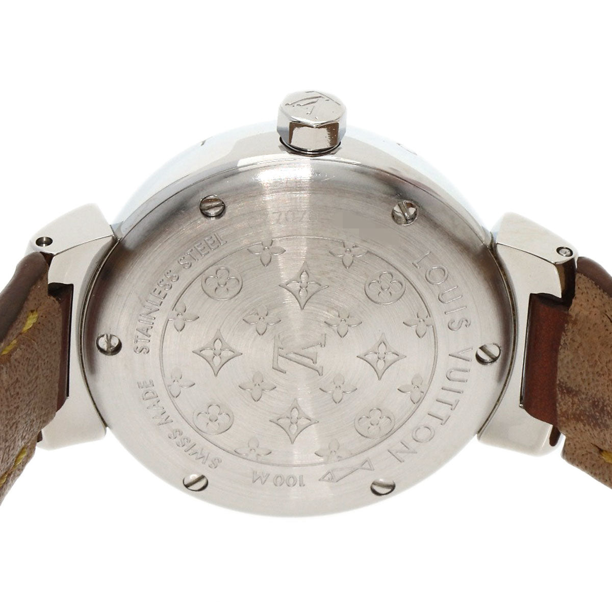 Louis Vuitton Watches Quartz Q1211 Stainless Steel, Leather Silver Tambour Brown Dial Women