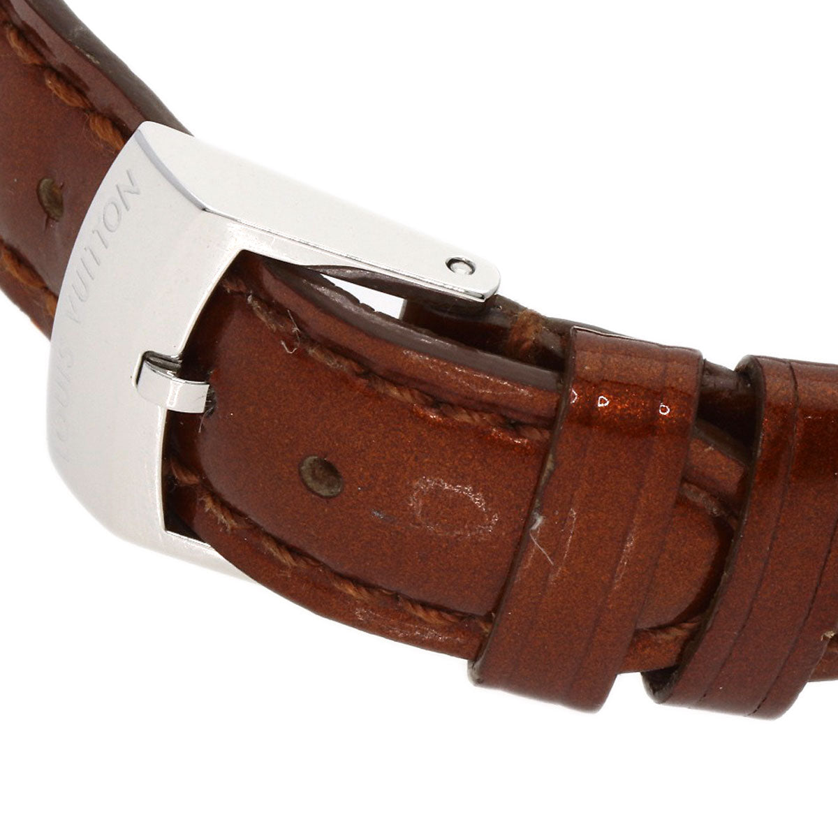 Louis Vuitton Watches Quartz Q1211 Stainless Steel, Leather Silver Tambour Brown Dial Women