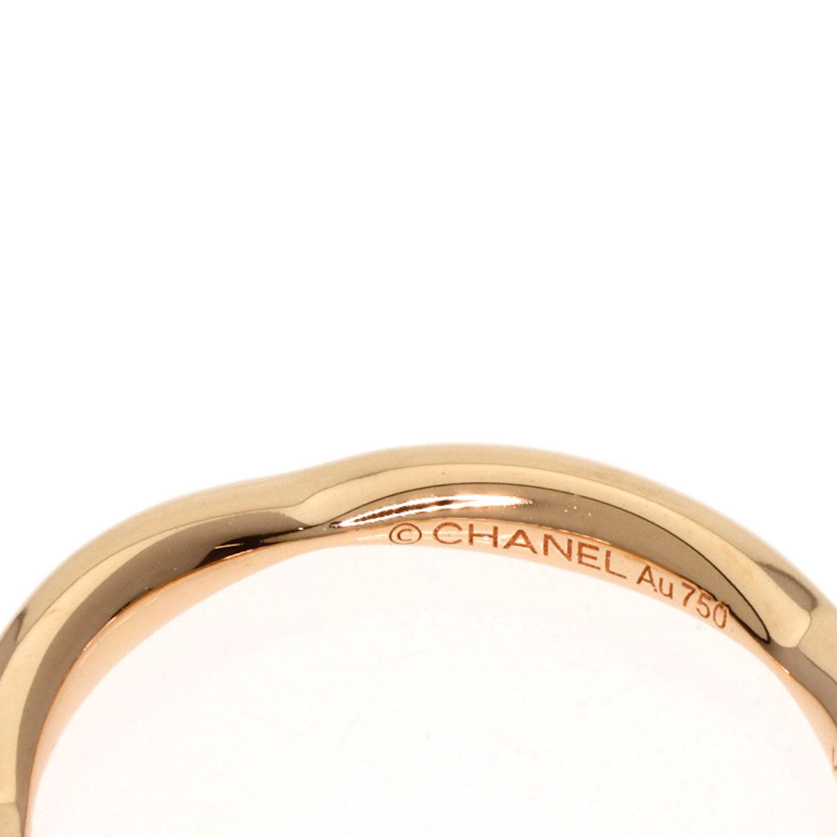 Chanel Ring 18K Pink Gold Gold Camellia Half Eternity Diamond #46