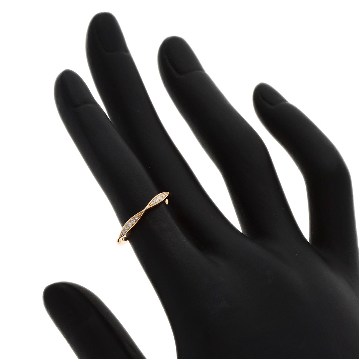 Chanel Ring 18K Pink Gold Gold Camellia Half Eternity Diamond #46