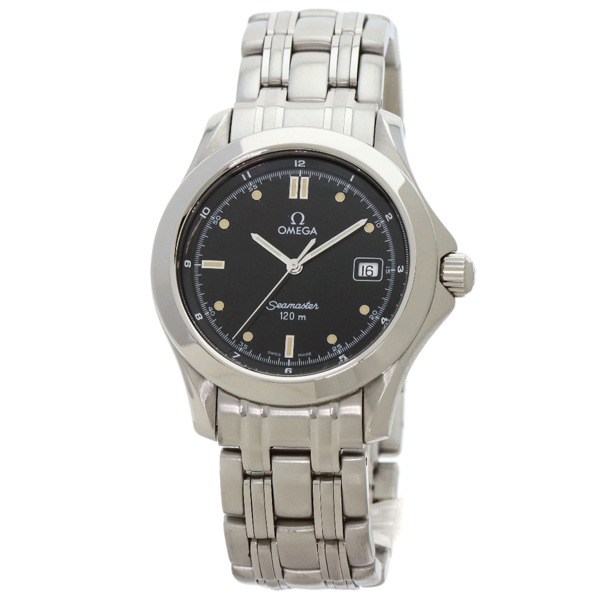 Omega Watches Quartz 2511.50 Stainless Steel , Stainless Steel Silver Seamaster 120M Black Dial Mens