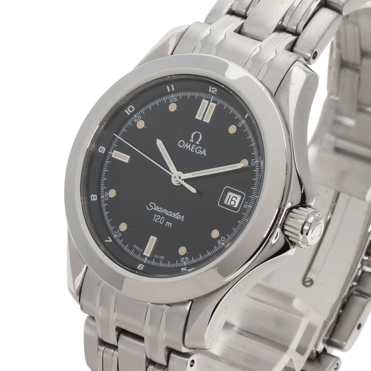 Omega Watches Quartz 2511.50 Stainless Steel , Stainless Steel Silver Seamaster 120M Black Dial Mens