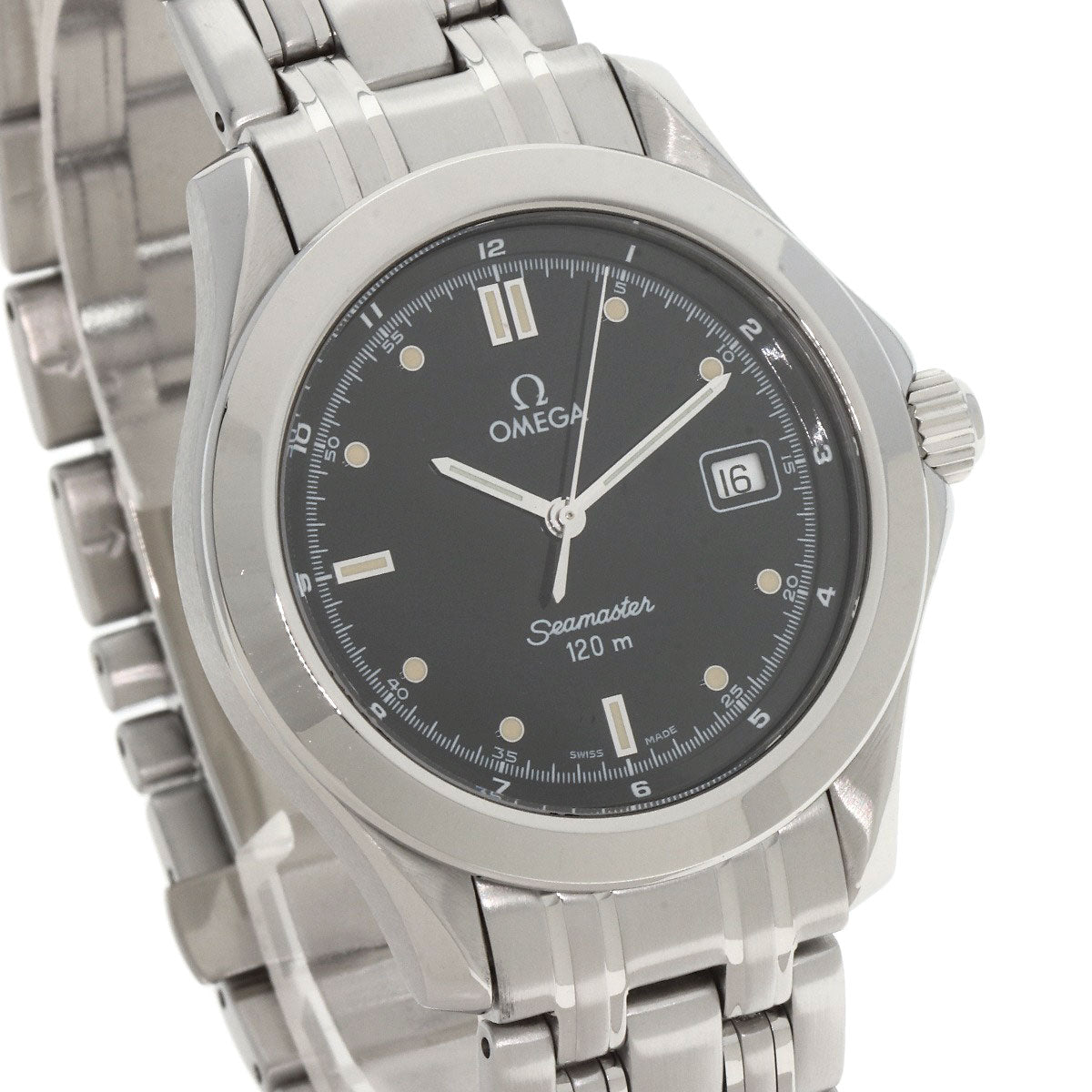 Omega Watches Quartz 2511.50 Stainless Steel , Stainless Steel Silver Seamaster 120M Black Dial Mens