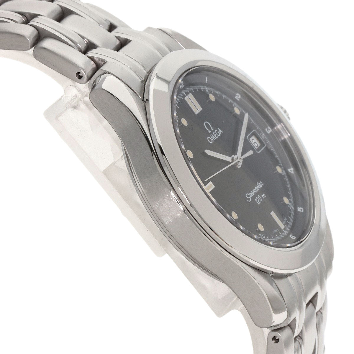 Omega Watches Quartz 2511.50 Stainless Steel , Stainless Steel Silver Seamaster 120M Black Dial Mens