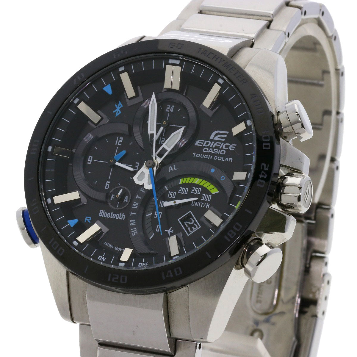 Casio Watches Tough Solar Eqb-051 Stainless Steel , Stainless Steel Silver Edifice Black Dial Mens