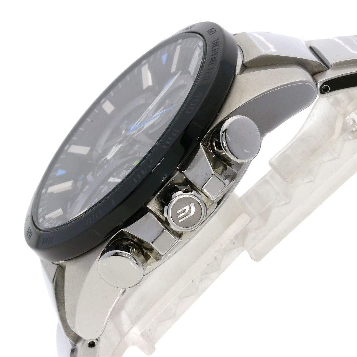 Casio Watches Tough Solar Eqb-051 Stainless Steel , Stainless Steel Silver Edifice Black Dial Mens