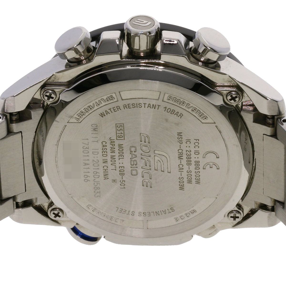 Casio Watches Tough Solar Eqb-051 Stainless Steel , Stainless Steel Silver Edifice Black Dial Mens