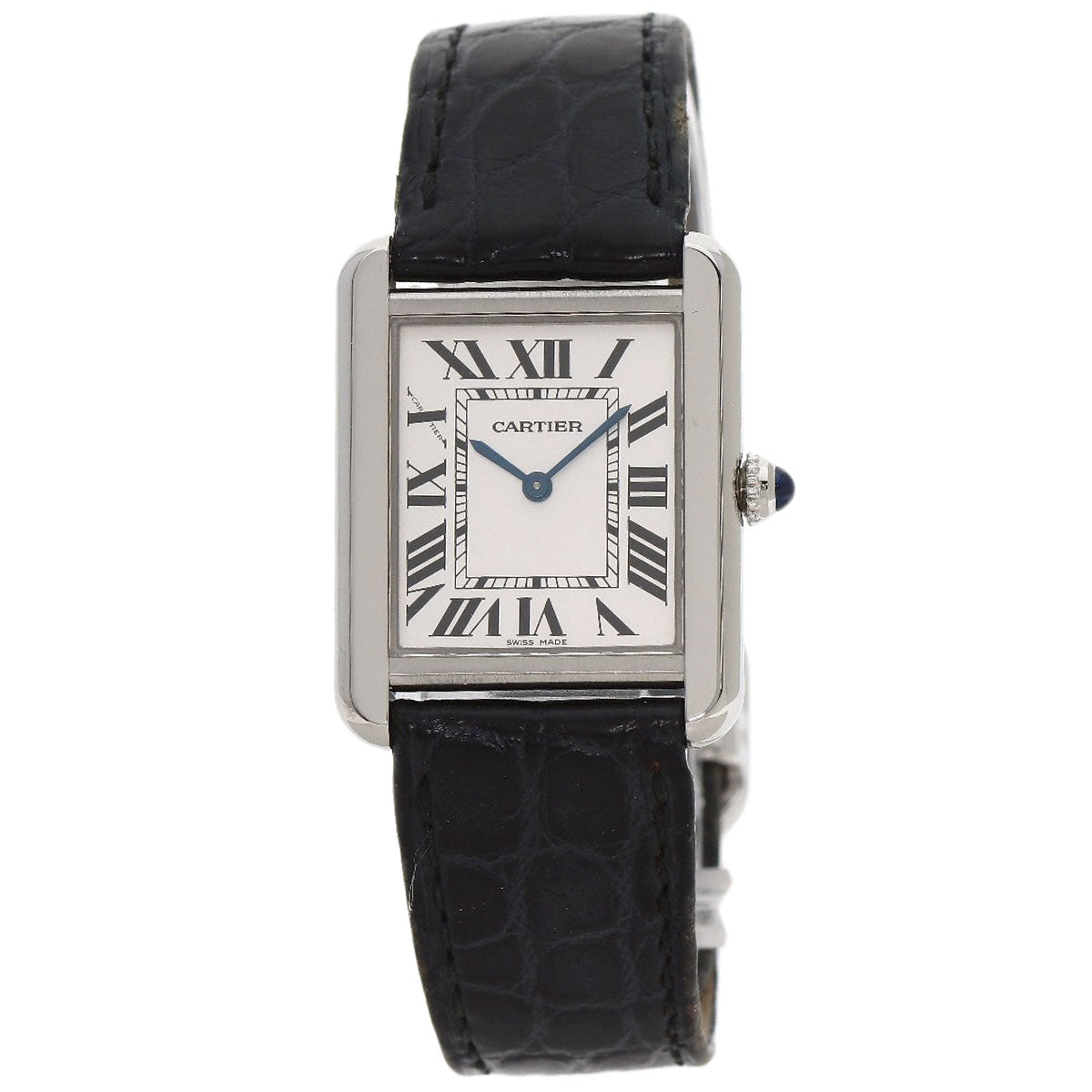 Cartier Watches Quartz W1018255 Stainless Steel, Leather Silver Tank Solo Sm Silver Dial Women