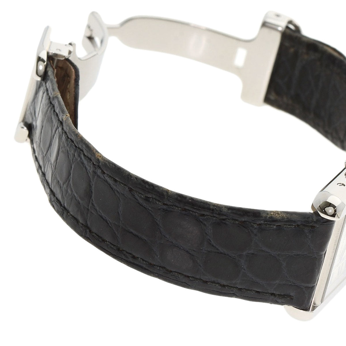 Cartier Watches Quartz W1018255 Stainless Steel, Leather Silver Tank Solo Sm Silver Dial Women