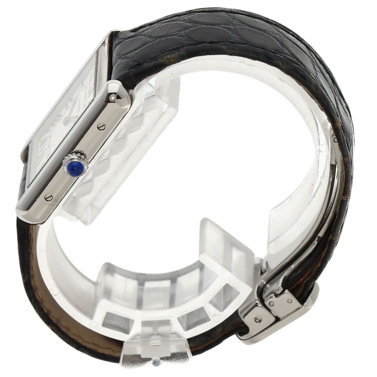 Cartier Watches Quartz W1018255 Stainless Steel, Leather Silver Tank Solo Sm Silver Dial Women