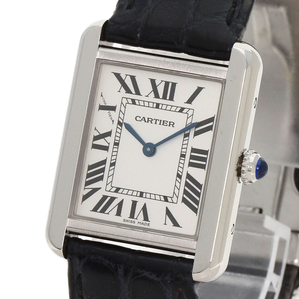 Cartier Watches Quartz W1018255 Stainless Steel, Leather Silver Tank Solo Sm Silver Dial Women