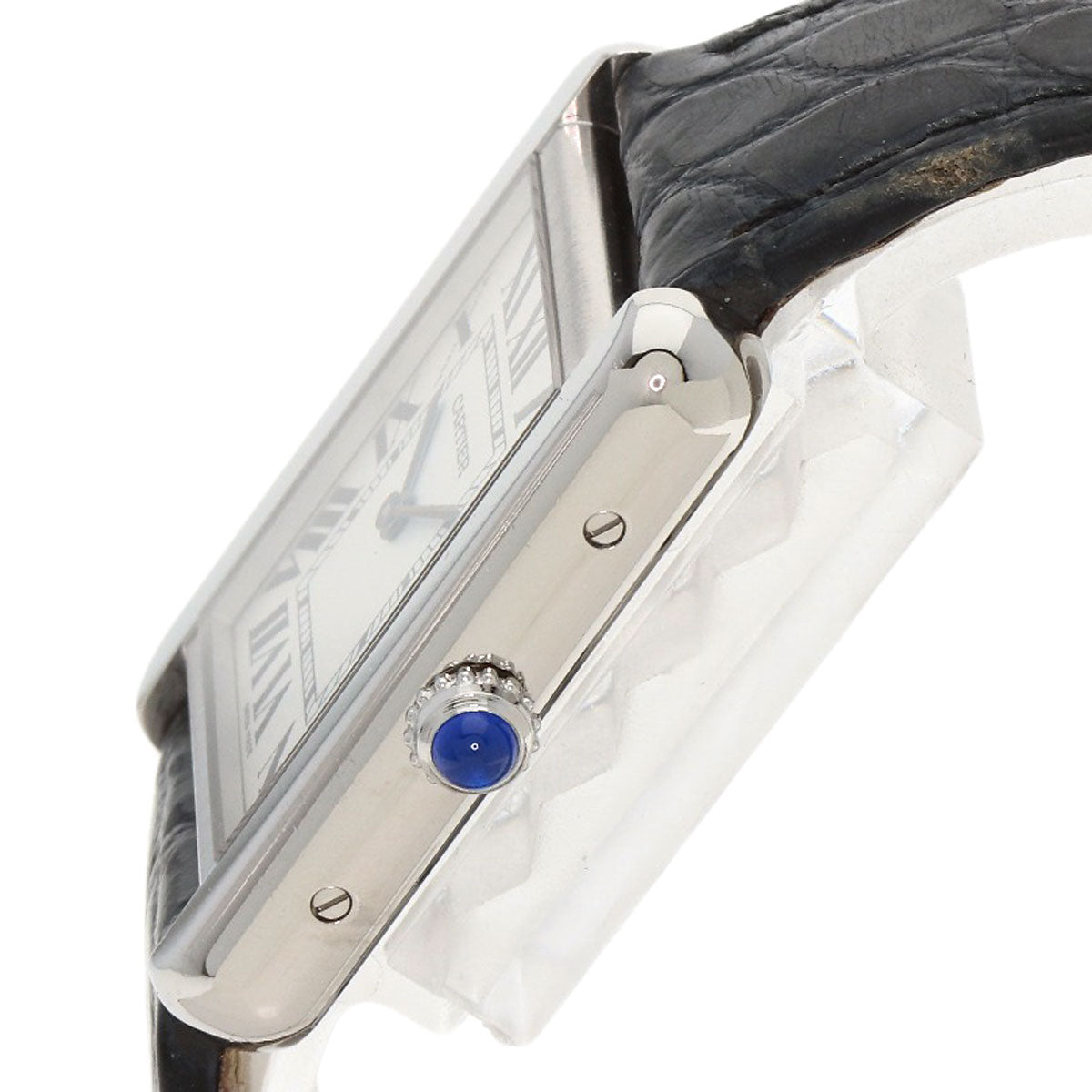 Cartier Watches Quartz W1018255 Stainless Steel, Leather Silver Tank Solo Sm Silver Dial Women