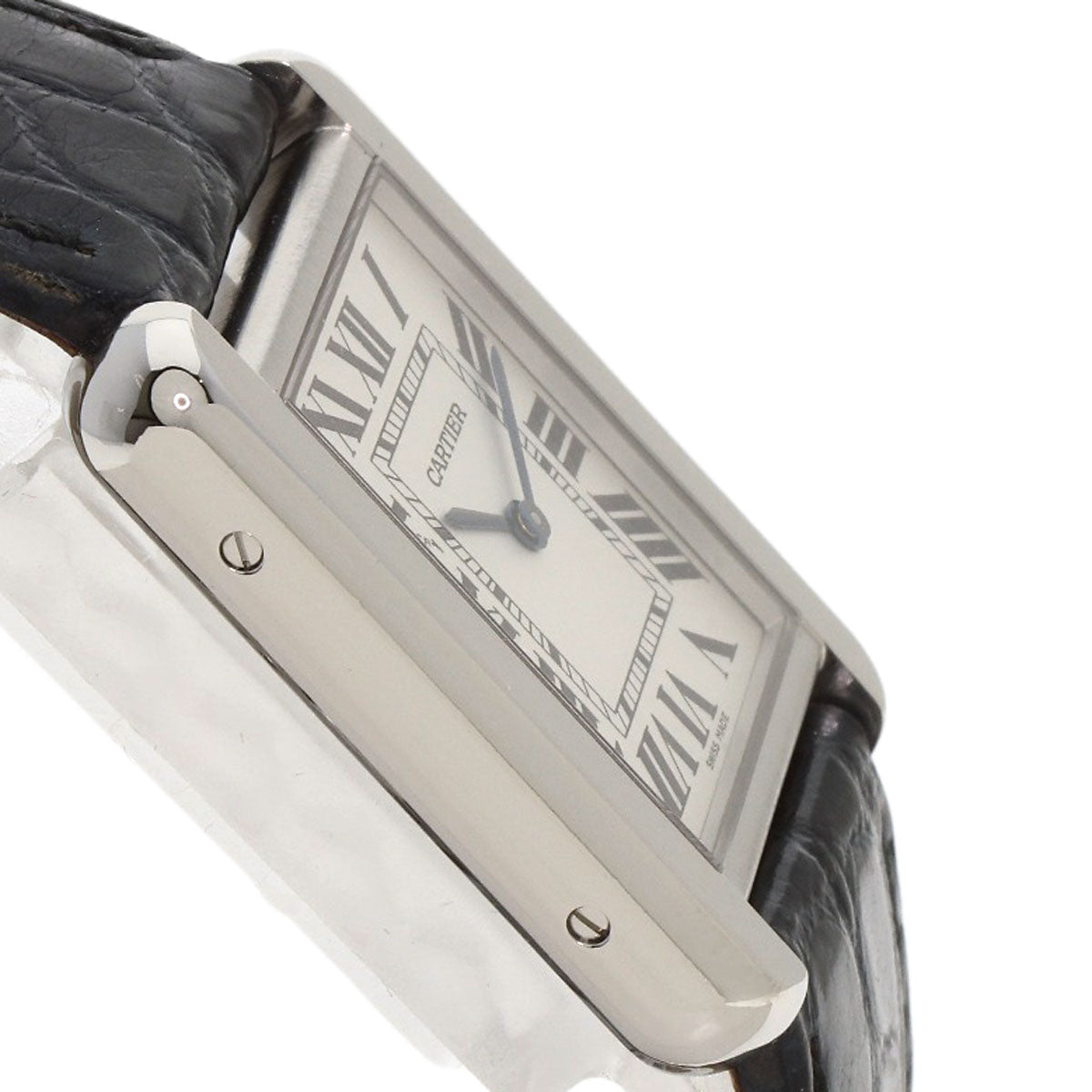 Cartier Watches Quartz W1018255 Stainless Steel, Leather Silver Tank Solo Sm Silver Dial Women