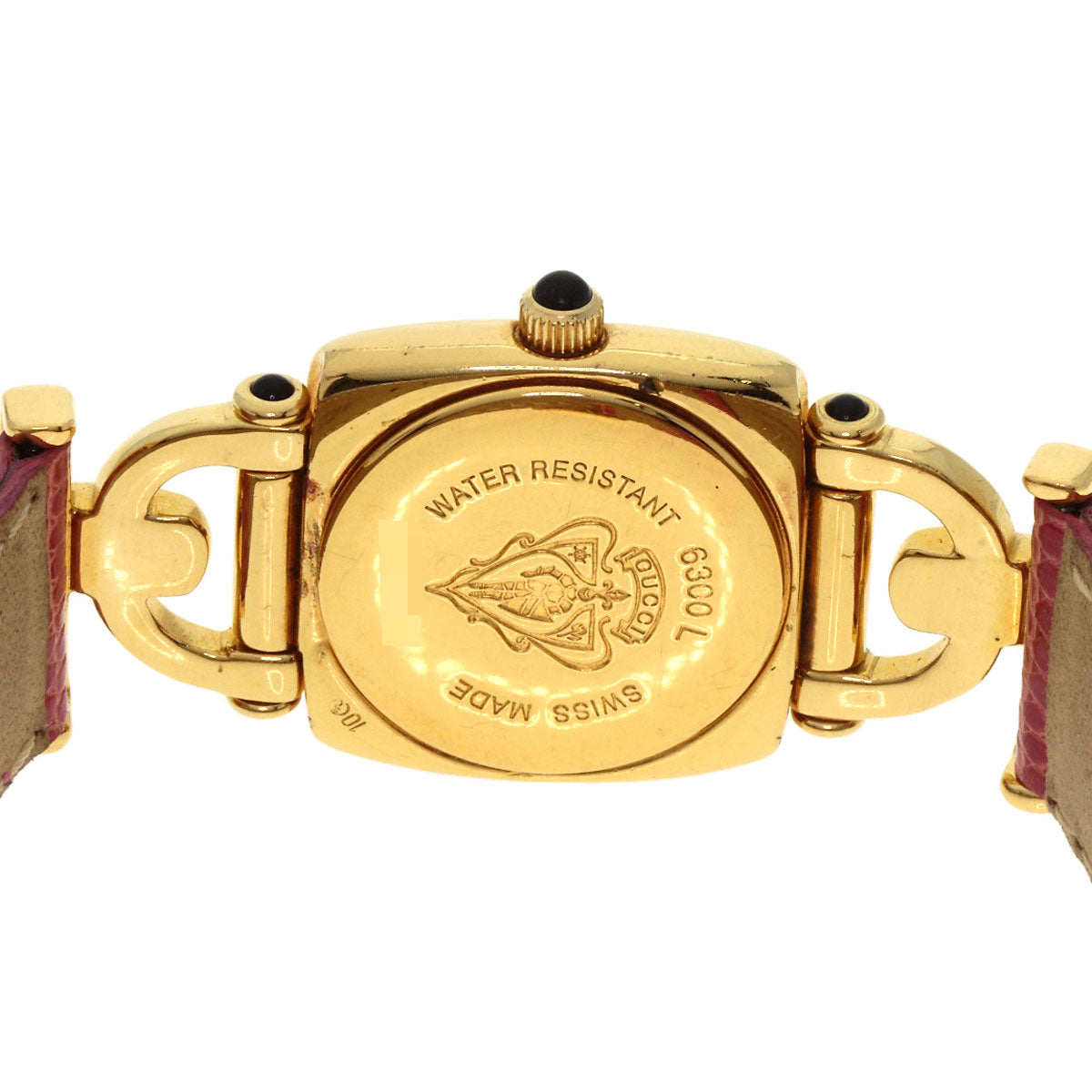 Gucci Watches Quartz 6300L Gold Plated, Leather Gold Logo White Dial Women