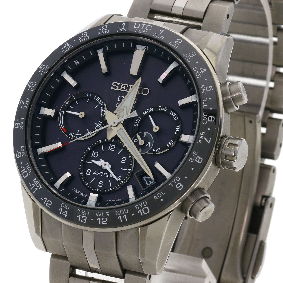 Seiko Watches Solar Powered Sbxc003 5X53-0Ab0 Titanium Ceramic , Titanium Silver Astron Black Dial