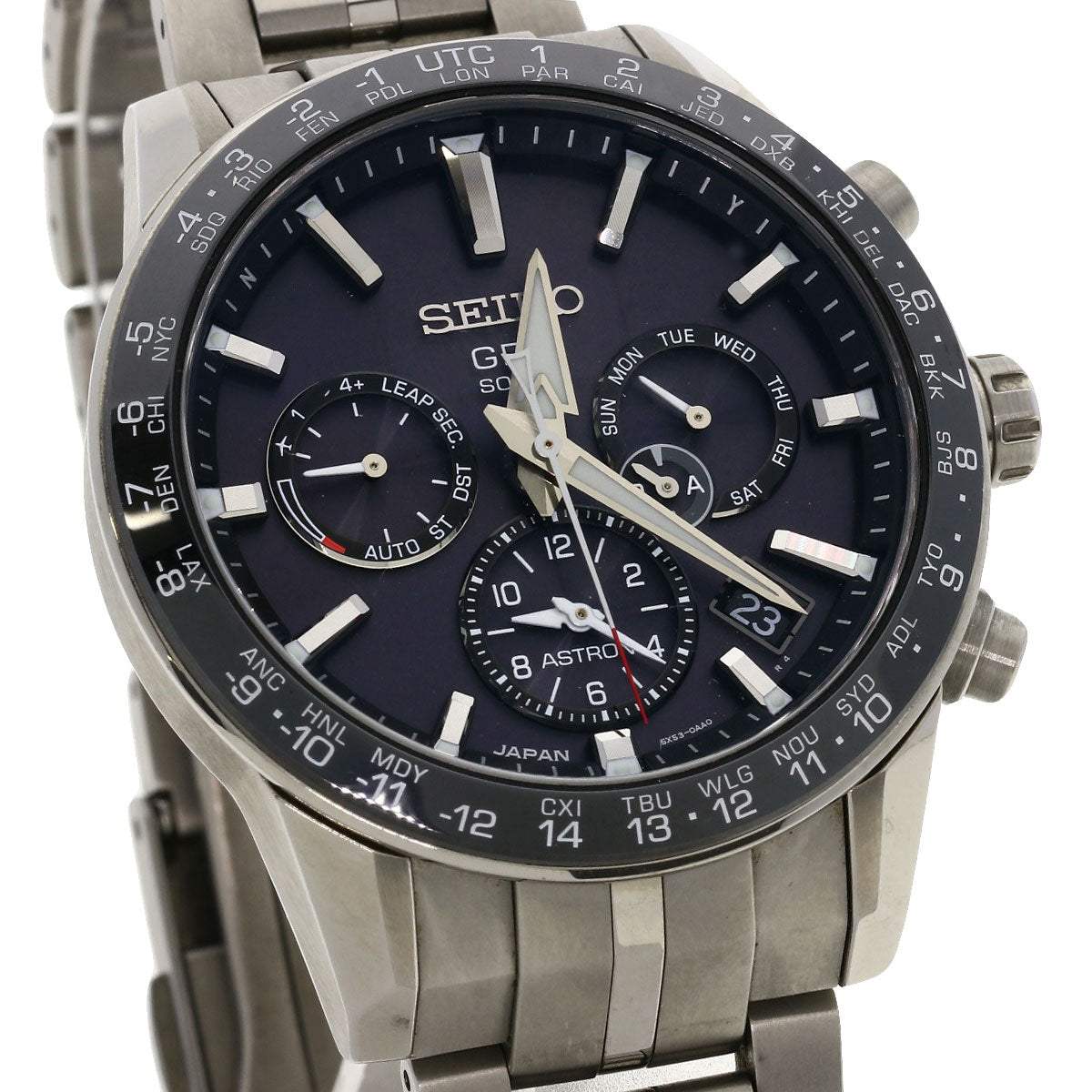 Seiko Watches Solar Powered Sbxc003 5X53-0Ab0 Titanium Ceramic , Titanium Silver Astron Black Dial