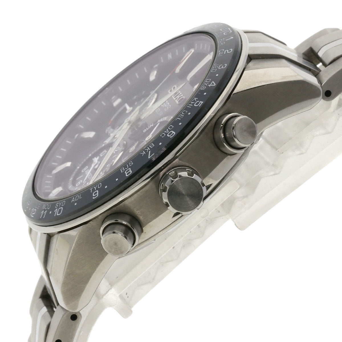 Seiko Watches Solar Powered Sbxc003 5X53-0Ab0 Titanium Ceramic , Titanium Silver Astron Black Dial