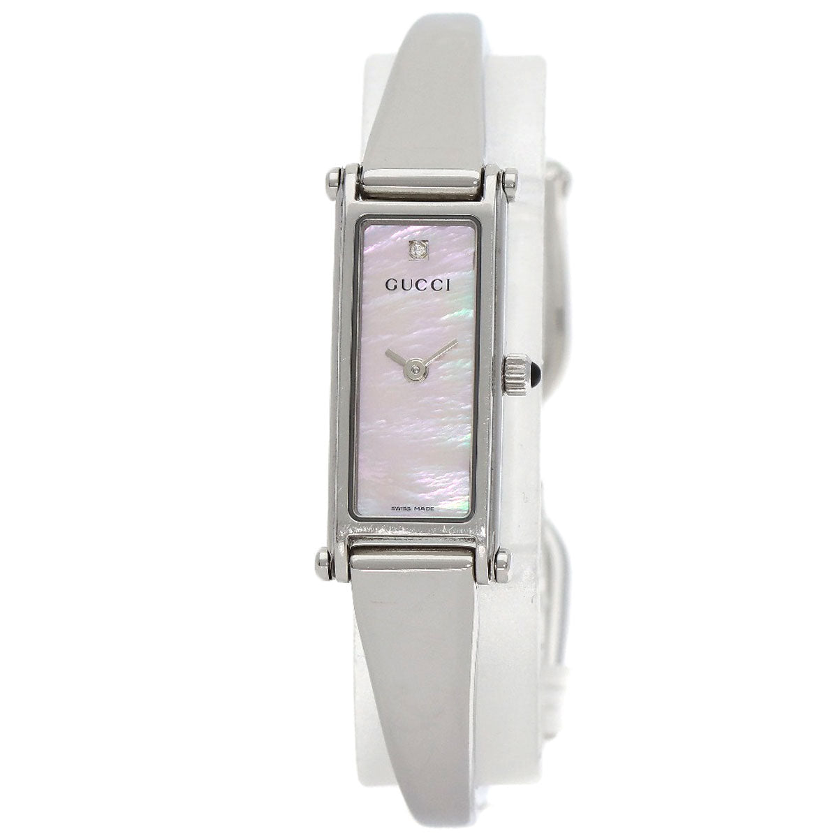 Gucci Watches Quartz 1500L Stainless Steel , Stainless Steel Silver Square Face 1P Diamond Bangle