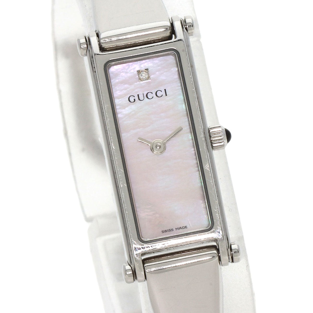 Gucci Watches Quartz 1500L Stainless Steel , Stainless Steel Silver Square Face 1P Diamond Bangle