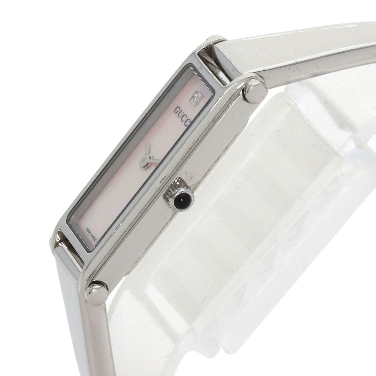 Gucci Watches Quartz 1500L Stainless Steel , Stainless Steel Silver Square Face 1P Diamond Bangle