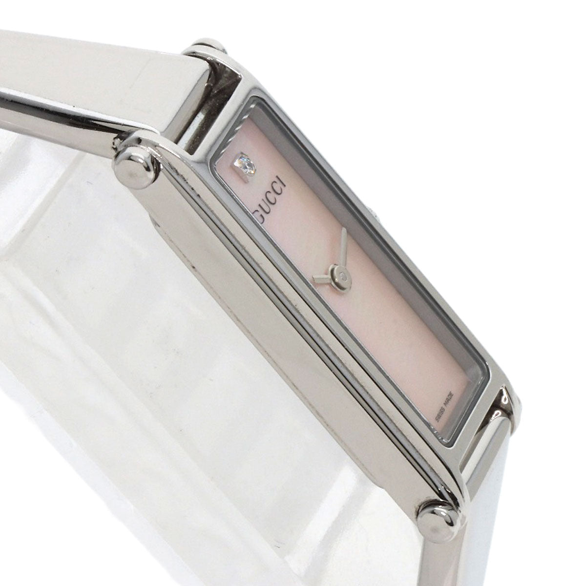 Gucci Watches Quartz 1500L Stainless Steel , Stainless Steel Silver Square Face 1P Diamond Bangle