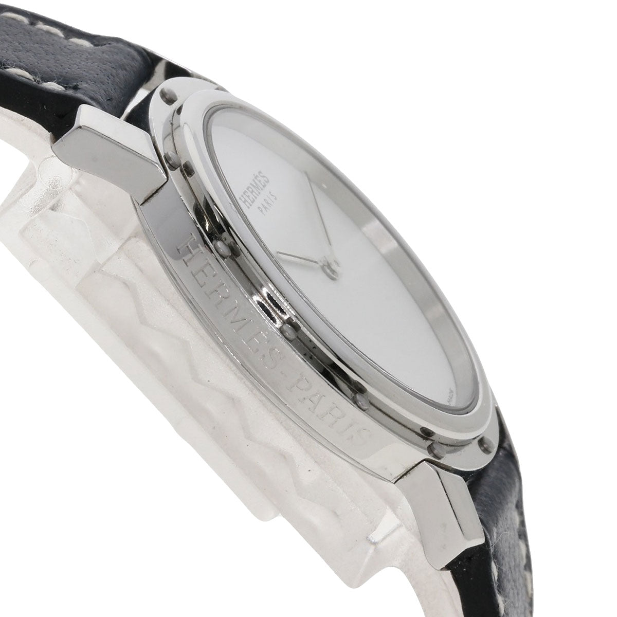 Hermes Watches Quartz Co1.510 Stainless Steel, Leather Silver Clipper Oval White Dial Women