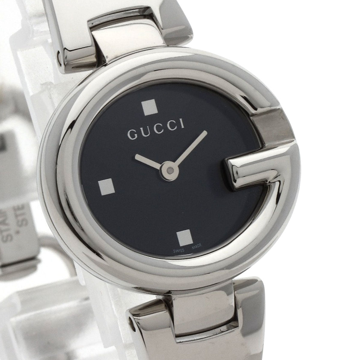 Gucci Watches Quartz 134.5 Stainless Steel , Stainless Steel Silver G Balloon Black Dial Women