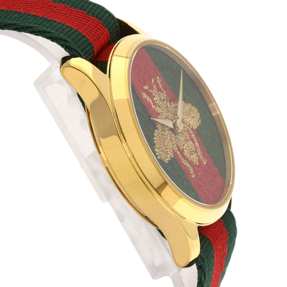 Gucci Watches Quartz Ya126.4 Gold Plated, Nylon Gold G Timeless Marche De Merveille Red X Green