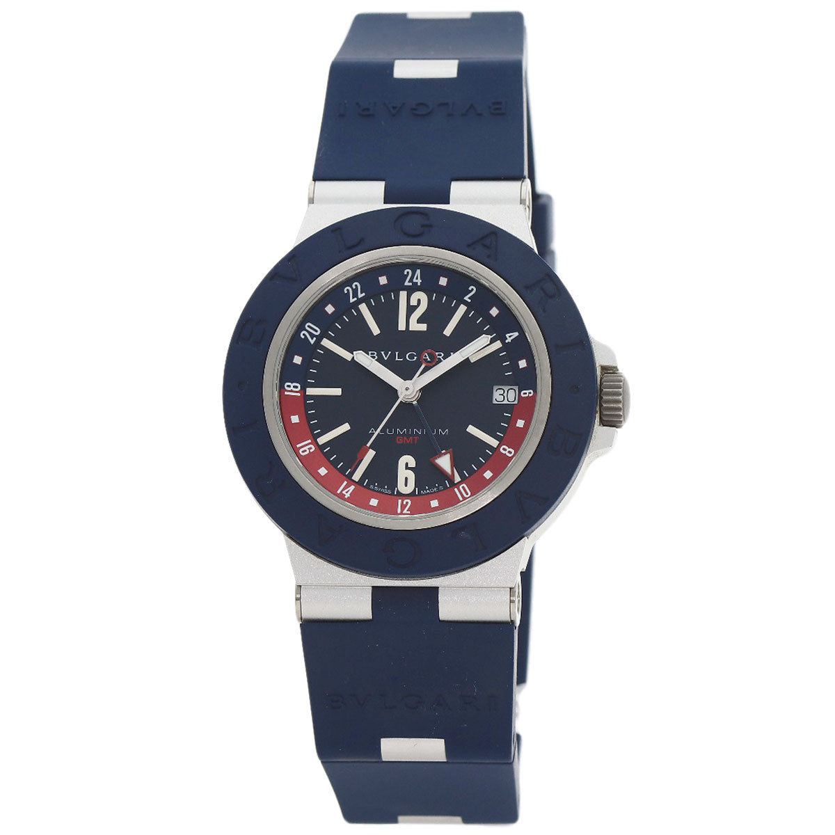 Bvlgari Watches Mechanical Automatic Bb40Atgmt Aluminum, Rubber Blue Aluminum Gmt Blue Dial Mens