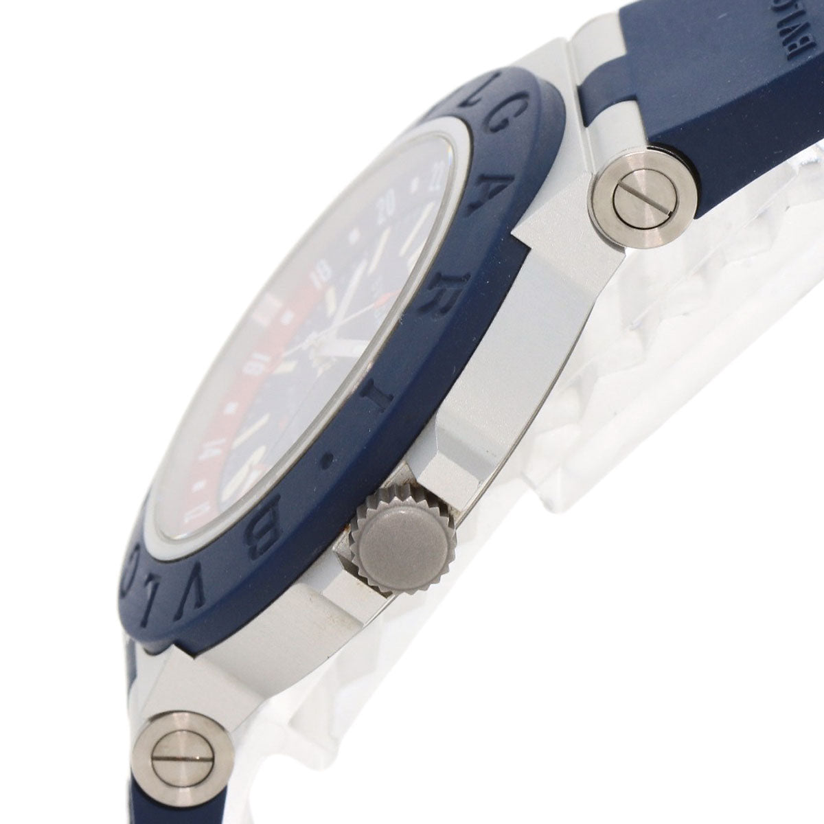 Bvlgari Watches Mechanical Automatic Bb40Atgmt Aluminum, Rubber Blue Aluminum Gmt Blue Dial Mens