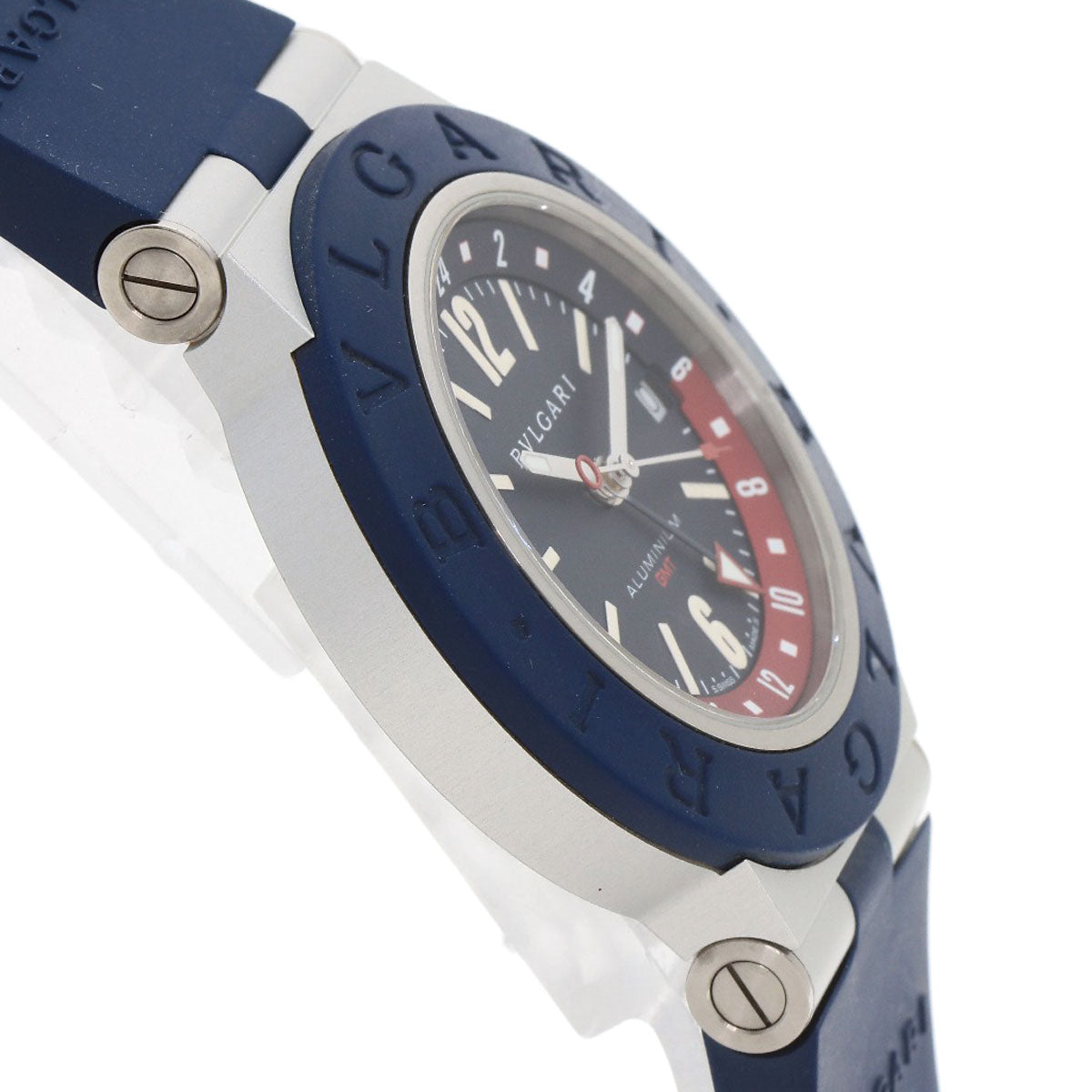 Bvlgari Watches Mechanical Automatic Bb40Atgmt Aluminum, Rubber Blue Aluminum Gmt Blue Dial Mens