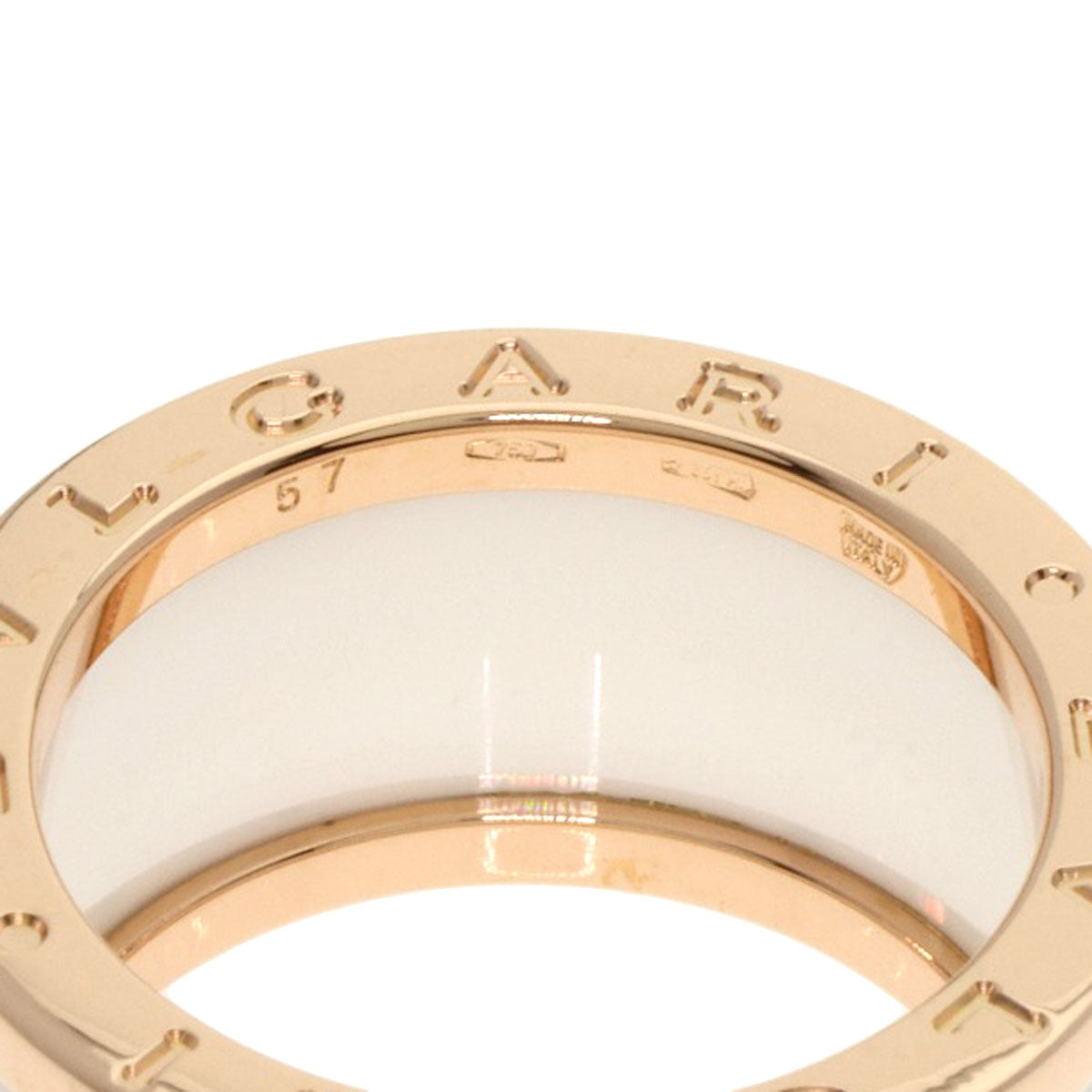 Bvlgari Ring 18K Pink Gold Gold B-Zero1 B-Zero One 4-Band White Ceramic #57