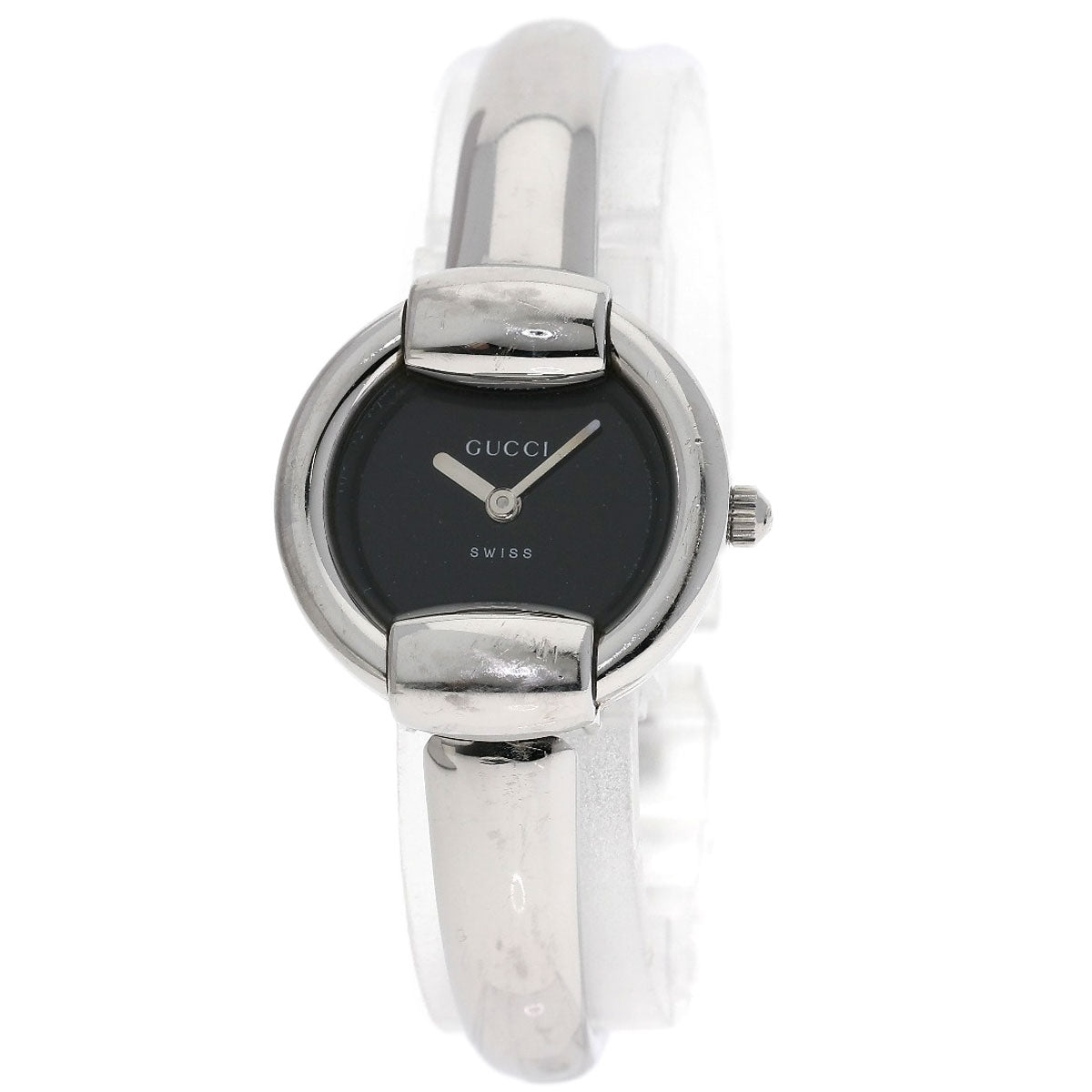 Gucci Watches Quartz 1400L Stainless Steel Silver Round Face Black Dial