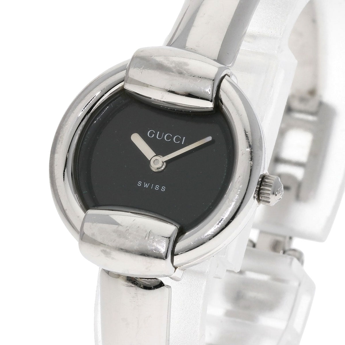 Gucci Watches Quartz 1400L Stainless Steel Silver Round Face Black Dial