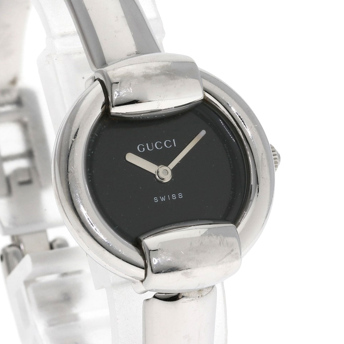 Gucci Watches Quartz 1400L Stainless Steel Silver Round Face Black Dial