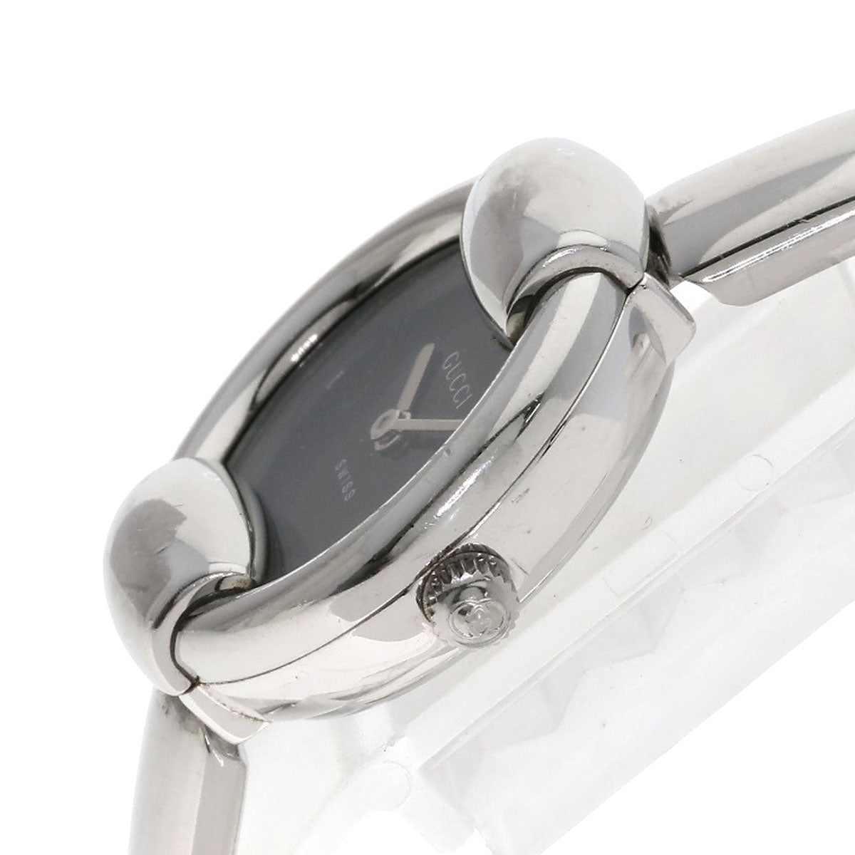 Gucci Watches Quartz 1400L Stainless Steel Silver Round Face Black Dial
