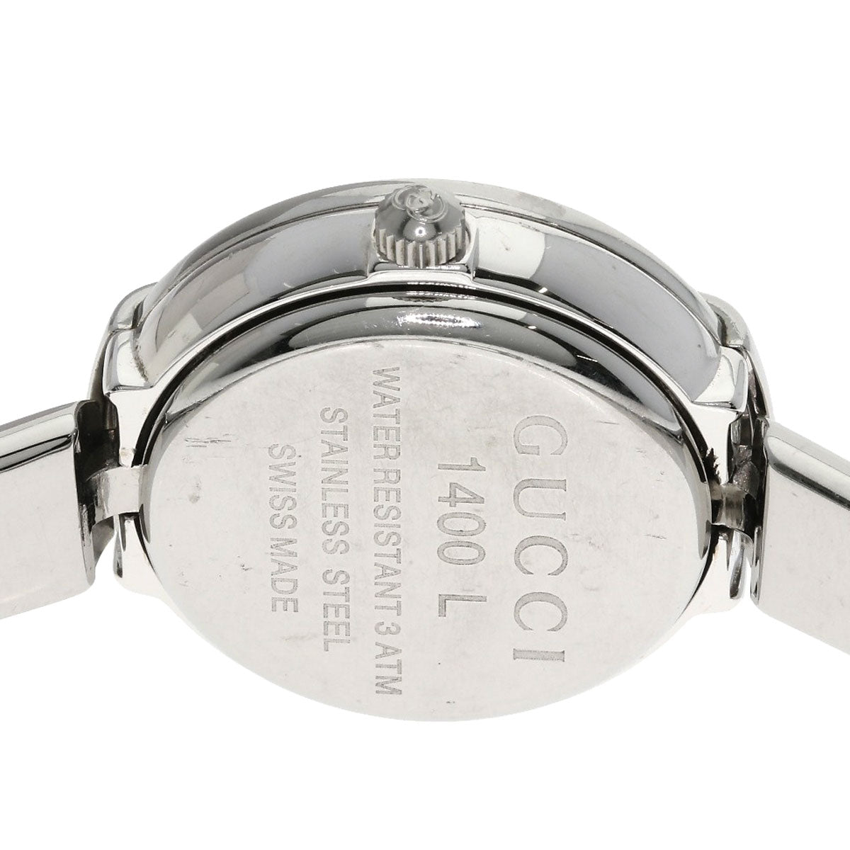 Gucci Watches Quartz 1400L Stainless Steel Silver Round Face Black Dial