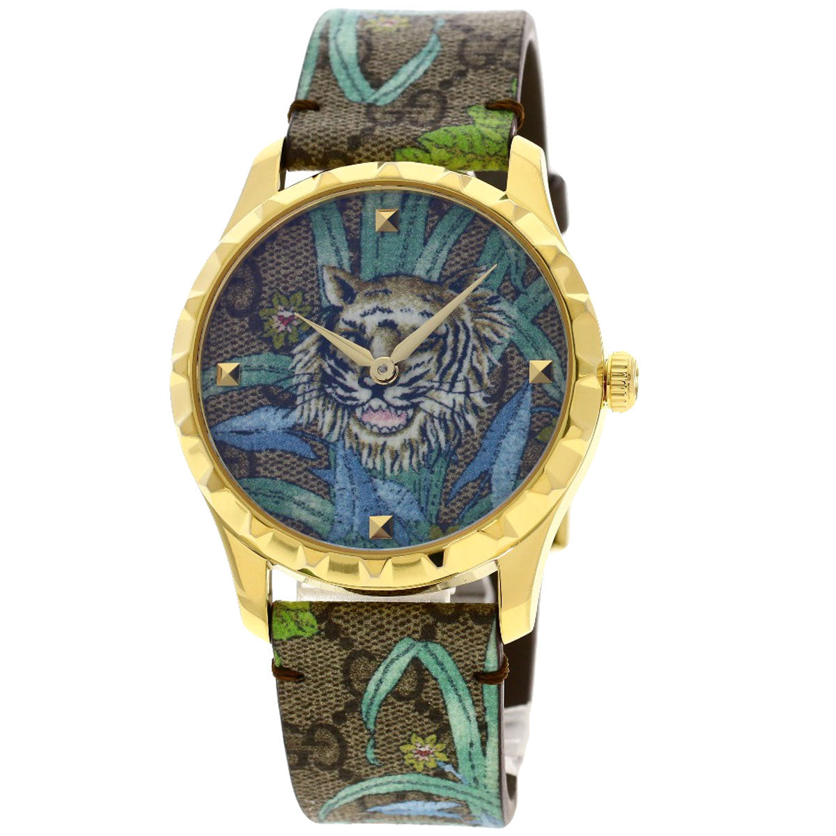Gucci Watches Quartz Ya1264187 Gold Plated Gold G Timeless Tiger Motif Tiger Pattern Dial