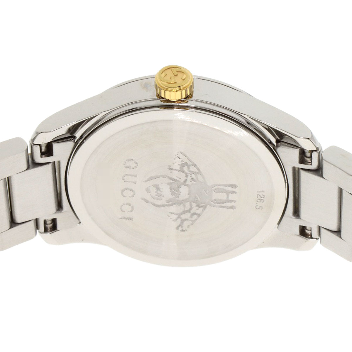 Gucci Watches Quartz 126.5 Stainless Steel Gold G Timeless Cat Silver Dial