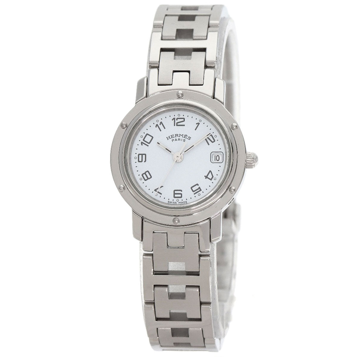 Hermes Watches Quartz Cl4.210 Stainless Steel White Clipper White Dial