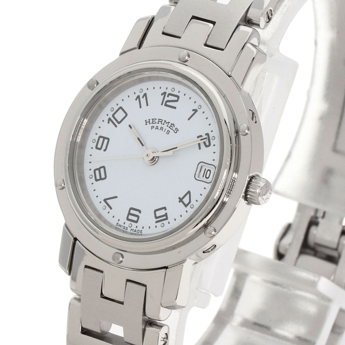 Hermes Watches Quartz Cl4.210 Stainless Steel White Clipper White Dial