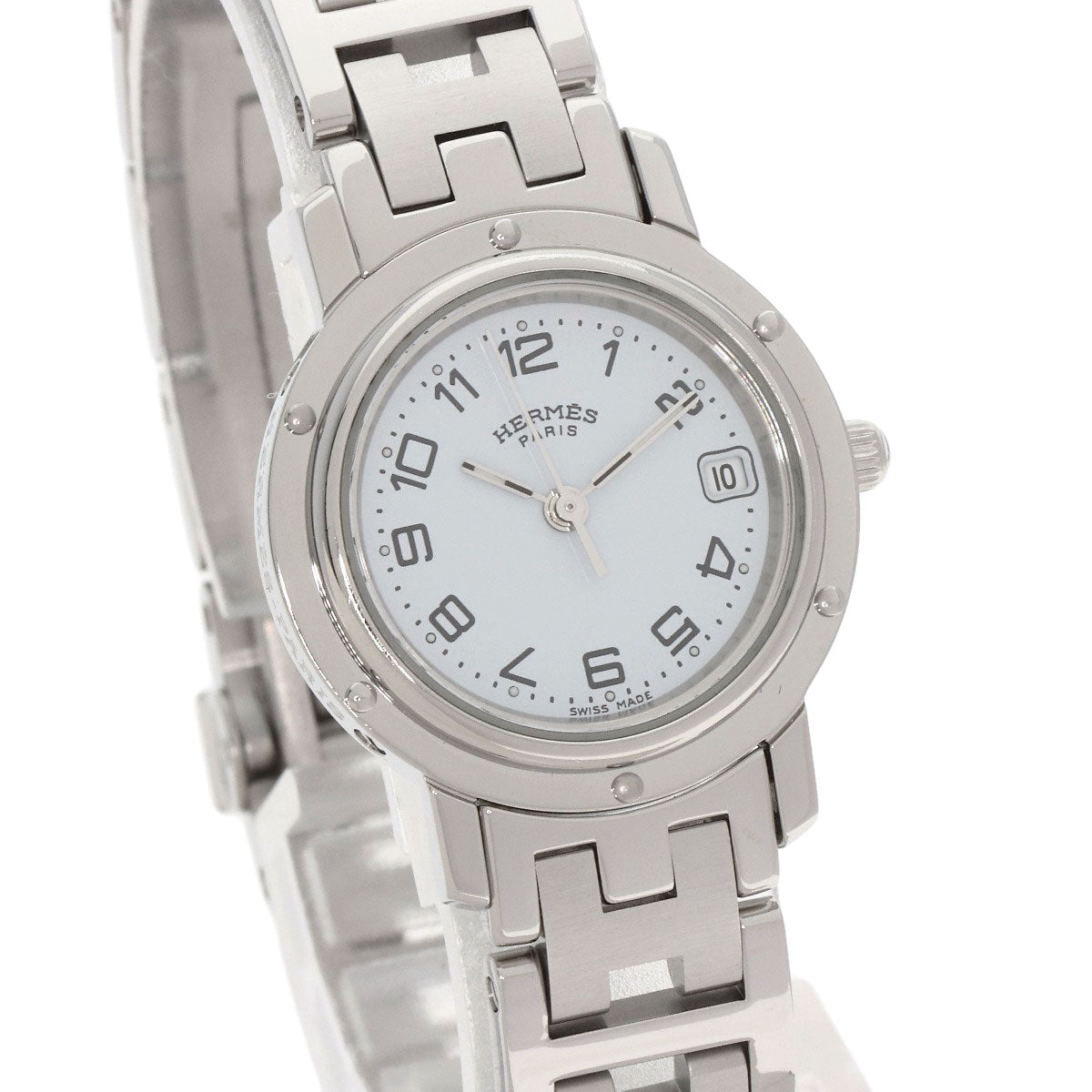 Hermes Watches Quartz Cl4.210 Stainless Steel White Clipper White Dial