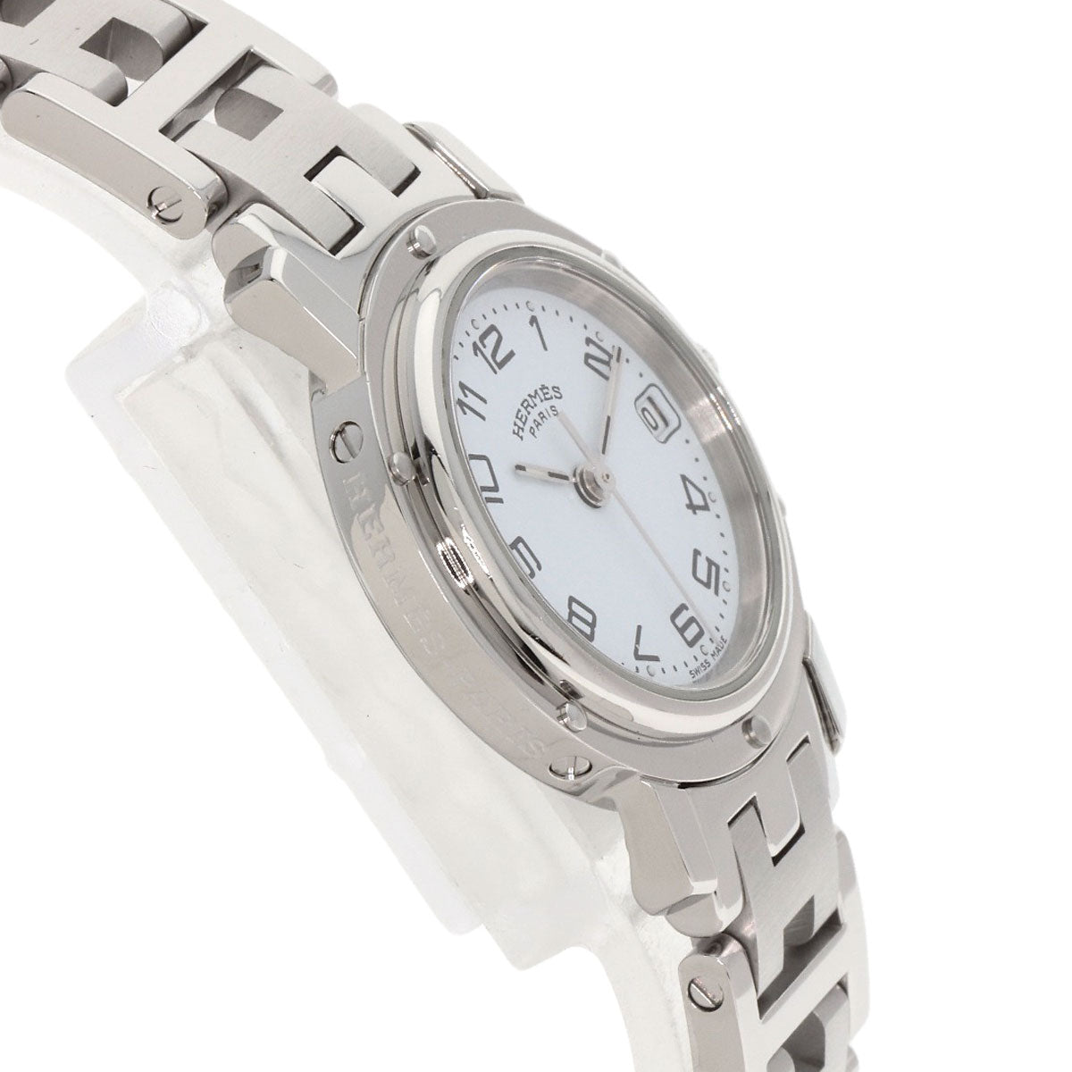 Hermes Watches Quartz Cl4.210 Stainless Steel White Clipper White Dial