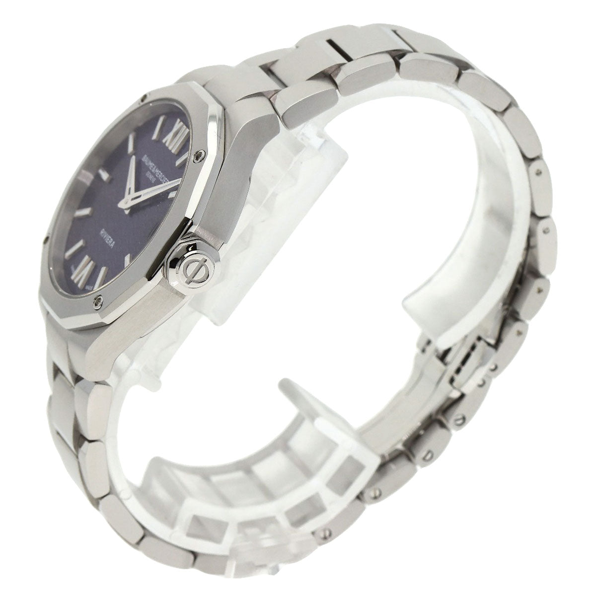Baume & Mercier Watches Quartz Moa10728 Stainless Steel Silver Riviera Purple Dial