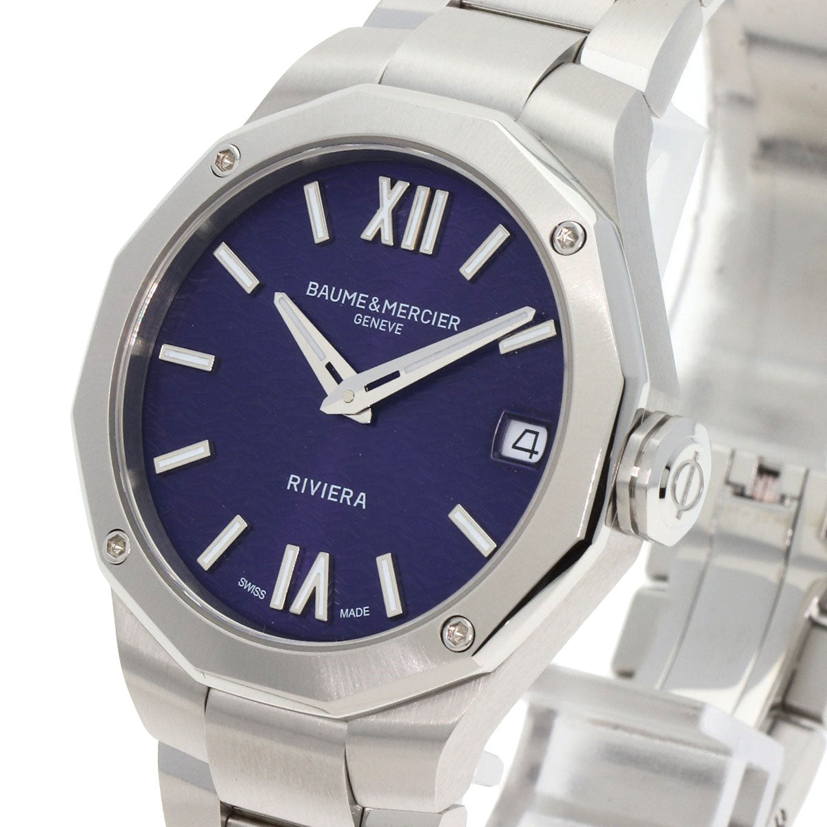 Baume & Mercier Watches Quartz Moa10728 Stainless Steel Silver Riviera Purple Dial